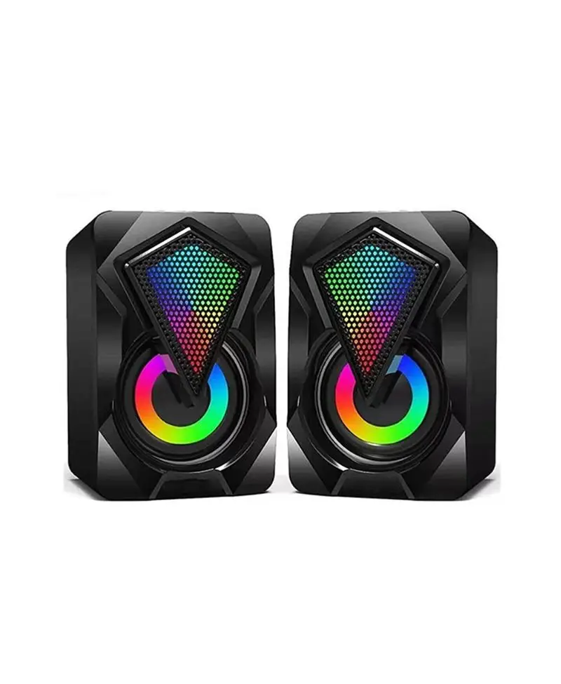 Zineets Bilgisayar Hoparlörü Rgb Led Işıklı Gaming Oyuncu Hoparlörü 3.5mm Jack Usb Speaker 1+1 Ses Sistemi